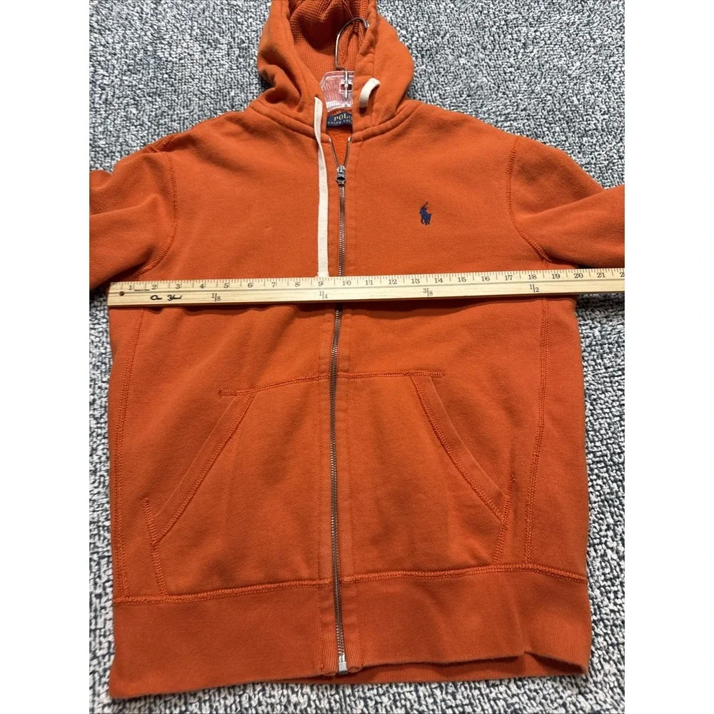 Polo Ralph Lauren Mens Orange Thermal Lined Full Zip Hoodie Sweatshirt Small